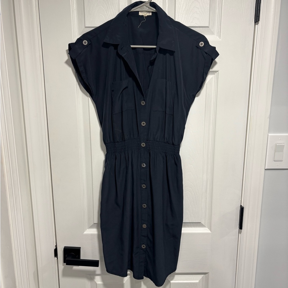 Maison Jules Black Button-Down Midi Dress